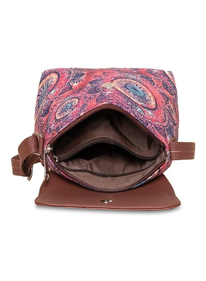 ZOUK حقيبة زوك ذات الغطاء القلاب | حقائب كروس بودي للنساء | حقائب يد نسائية | أنيقة | حقيبة سهرة من الجلد النباتي | مناسبة للسفر والعمل | محفظة | طبعة شاكرا الفضاء - Image 5